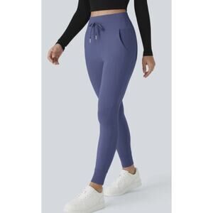 NWT Halara Softlyzero High Waist Side Pocket Joggers M Dusky Blue Stretch Sporty